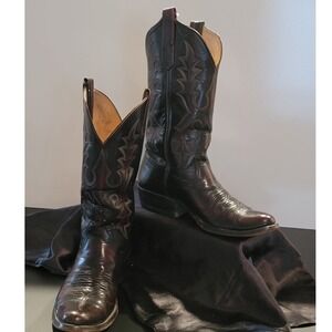 Rios of Mercedes Mens Leather Cowboy Boots Black Cherry Western Stitch 4800